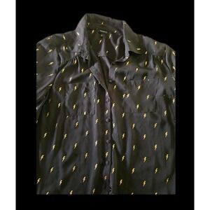 TORRID Harper Georgette Top Multi Color Lightning Bolt 3/4 Sleeve Size 0